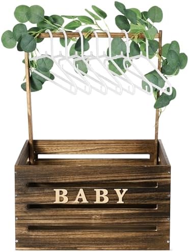 Barydat Wooden Baby Shower Crate Basket with Handle, Dark Walnut by home