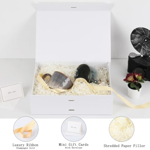 Large Gift Boxes with Lids 5 Pcs 13X9X4 In White Magnetic Gift Box Large - Image 2