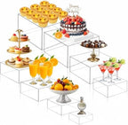 Geelin 8 Pack Acrylic Buffet Display Risers for Food Jewelry,Clear,Flat by Geelin