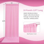 50×12ft Wrinkle Free Pink Backdrop Curtain for Wedding Parties, 10 Panels 5×12ft Long Soft Silky Polyester Backdrop Drapes Baby Pink Photo Back Drop Curtains for Party Photography Background Cloth - Image 4