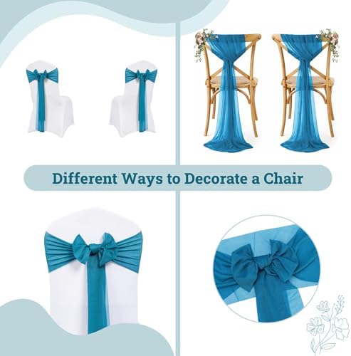 MDS Pack of 200 Chiffon Chair Sashes for Wedding & Event Décor - Dark Teal - Image 4