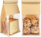 100 Pcs Bakery Bags with Window, 5.1"x3.9"x11" Cookie Packaging with Seal by Foranda