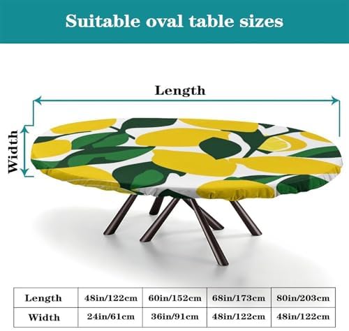 Joyful Lemon Print Oval Tablecloths Wipeable Spillproof Elastic for Event Wedding Banquet & Parties Fits for 52" x 70" Oval Table - Image 4