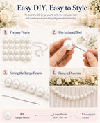 Wedding Pearl Bead Garland Set, White Pearl Garland - Image 3