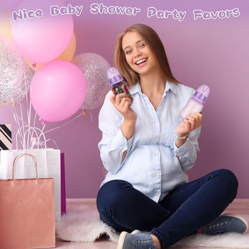 SiliFine 30 Pcs Baby Shower Favor Party Bottle Chug Game, Purple - Image 5
