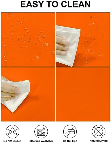 Fokitut 2 Pack Waterproof Round Tablecloth, 132 Inch, Stain Resistant and Wrinkle Polyester Table Cloth, Fabric Table Cover for Kitchen Dining, Wedding, Party, Holiday Dinner-Orange - Image 2