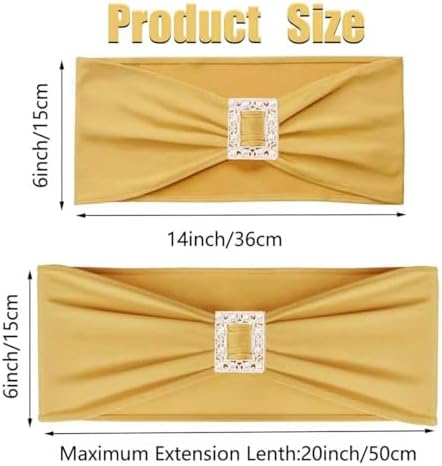 Spandex Gold Chair Sashes Bows 50 PCS Stretch Chair Cover Band - Image 2