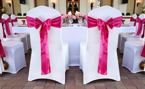 MDS® Pack of 50 Satin Chair Sashes for Wedding & Events – Magenta - Image 2