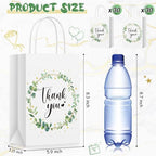 PerKoop 60 Pack Thank You Paper Gift Bags, Eucalyptus Leaf, White, Green - Image 2