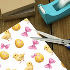 OTVEE 4 Rolls Wrap Paper Roll,Baby Chick With Pink Ribbon Design Gift Wrap Wrapping Paper for Birthdays, Graduations, Father's Day, Baby Showers, Halloween, Christmas, 58x22.8 in Per Roll - Image 5