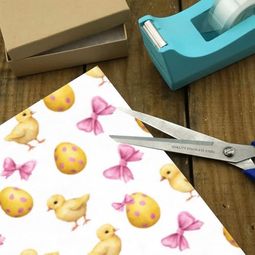 OTVEE 4 Rolls Wrap Paper Roll,Baby Chick With Pink Ribbon Design Gift Wrap Wrapping Paper for Birthdays, Graduations, Father's Day, Baby Showers, Halloween, Christmas, 58x22.8 in Per Roll - Image 5