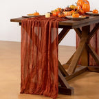 Terracotta Cheesecloth Table Runner Boho Gauze Fall Table Runners - Image 3