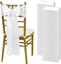YMHPRIDE 60 PCS White Satin Chair Sashes, 7x108 Inch Ties Chair Bows by YMHPRIDE