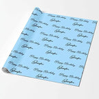 Personalized Photo Wrapping Paper, Custom Face Gift Wrapping Paper Roll with Printed Picture Happy Birthday with Name Sky Blue for Friend Grandma Grandpa Birthday Wedding Christmas Gifts 3 Rolls - Image 2