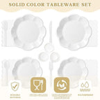 Vyntra White Paper Plates, Cups & Napkins, 350 Pcs Scalloped Party Set - Image 4