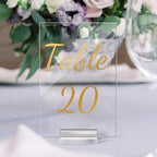 Tuanse 40 Pack Gold Acrylic Wedding Table Numbers 1-40 Clear Stand with Calligraphy Holders - 5 x 7 Inch Acrylic Table Signs for Wedding Reception Centerpieces - Image 7