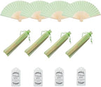 50pcs Paper Hand Fan with Organza Bags,Thank You Tag(Light green) - Image 2