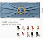 Pack of 50 Dusty Blue Chair Sashes with Gold Buckles, Chair Bands Bows - Image 3
