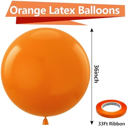 Bezente Orange Giant Balloons 36 Inch - 8 Pack Orange Giant Balloons and Balloon Pump Electric - Image 2