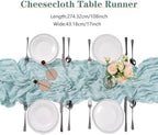 30 Pack Light Blue Cheesecloth Table Runner 9FT Rustic Sheer Table Runners 17x108 Inch Gauze Boho Runner for Wedding Bridal Baby Shower Birthday Party Table Decorations - Image 2