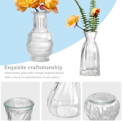 Glass Bud Vases Set of 32 - Assorted Small Mini Glass Vases for Flowers, Crystal Vintage Vase Set, Bulk Centerpieces for Table Décor, Wedding, Home and Events (Clear, 32 Pcs) - Image 4