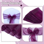 MDS Pack of 150 Organza Chair Sashes for Wedding & Event Décor – Eggplant - Image 4