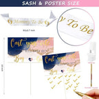 144 PCs Navy Blue and Pink Gender Reveal Decorations, Hombae Boy or Girl Gender Reveal Decorations What Will Baby Be Backdrop Balloon Banner Tablecloth Cake Cupcake Topper Boxes Cutout Poster Sash - Image 6