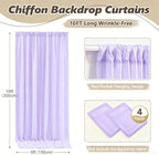 20ft x 10ft Lilac Backdrop Curtains, Wrinkle-Free Sheer Chiffon Fabric Photo Backdrop Drapes for Wedding Arch Party Ceremony Stage Photography Decorations - Image 5