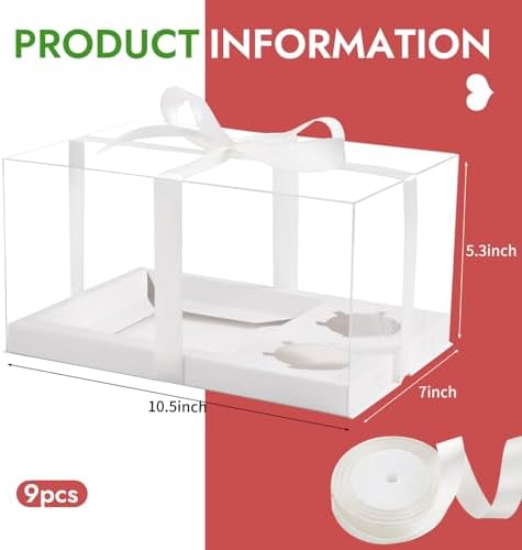 JCD 9 Pcs Cake Cupcake Combo Boxes,1+2 Cupcakes carriers 2 Cupcakes Holes,with 2 Cupcake Holes - Cake and Cupcakes Boxes - Pastry Sweets Bento Box (1+2/9Pcs) - Image 3