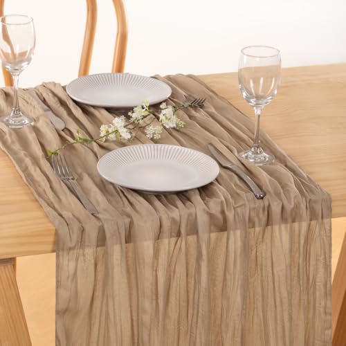 Nude Cheesecloth Table Runner Neutral Boho Fall Runner for Table, 8 Pack - Image 2