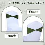 MDS Pack of 150 Spandex Chair Sashes Without Slider Buckles – Olive Green - Image 4