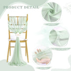 Fanqisi 8ft Long Wedding Chair Sashes 16 Pieces Sage Green Draping Fabric for Ceremony Reception Outdoor Chair Decorations - Image 4