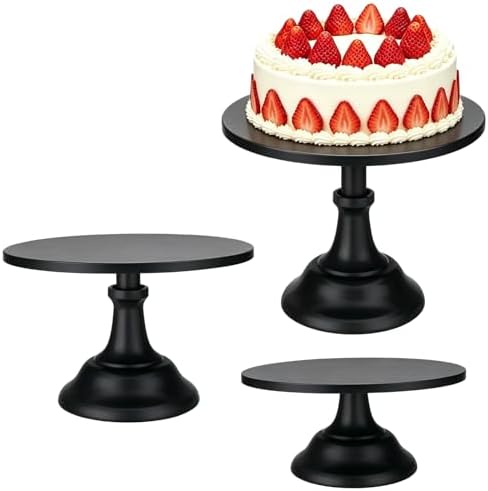 3 PCS Black Round Cake Stand Set, Multi Size Metal Cupcake Holders Stand for Birthday Wedding Banquets, Pastry Display Holders for Holiday Party Dessert Display Table Decor (8"/10"/12" Plate) by NIANDAIJING