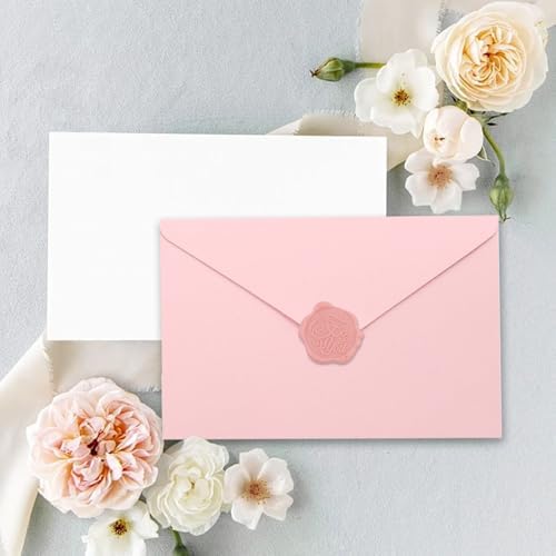 100 Pieces Pink Invitation Envelopes 5x7with Wax Seal Sticker - Image 5