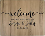 Andaz Press Personalized Large Wooden Welcome Sign for Wedding Rustic Welcome Sign 16" x 20" Custom Names & Date Fall Script Wedding Signage English Oak MDF Wood Finish Reception Indoor Outdoor Signs by AndazPress