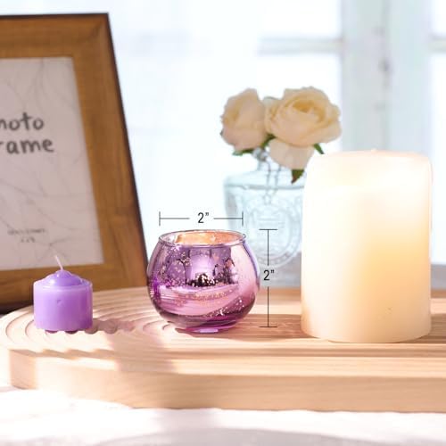 24 Pcs Purple Votive Candle Holders for Wedding Decor, Purple Mercury Glass Candle Holders for Table Centerpieces, Tea Light Holder for Wedding Bridal Shower Party Supplies - Image 2