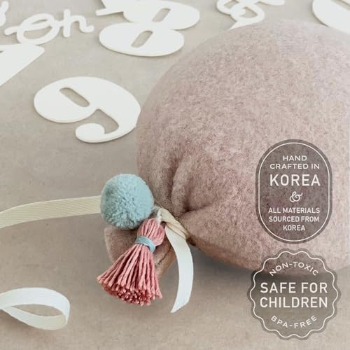 Balloon Baby Monthly Milestone Marker Signs, Photo Prop for Photoshoot | Stuffed Plush Balloon, Tassel, Pompom | Birth Announcement, Gender Neutral Baby Shower, Newborn Gift Set (Dusty Pink) - Image 3