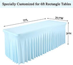 Besutolife 6ft Baby Blue Tablecloth Rectangle Stretch Table Skirt One-Piece Wrinkle-Resistant Ruffles Design for Under The Sea Party Frozen Decorations Birthday - Image 5
