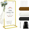 Wedding Sign Holder Adjustable Welcome to Our Wedding Sign Stand 68”x31”x 20”Heavy Duty Metal Easel for Signs,Include 6 Sign Hanging Straps &Storage Bag& for Signs& Seating Charts & Event Decor(Gold) by LIFENCE