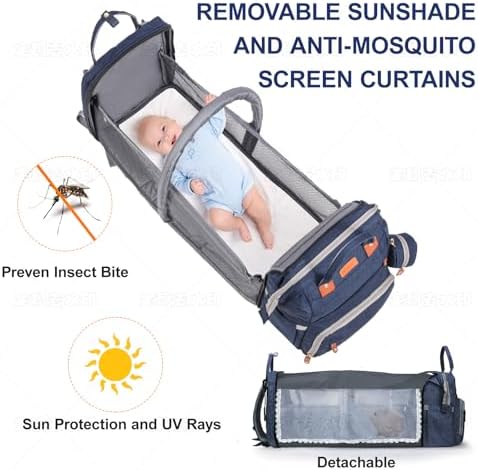 Diaper Bag Backpack with Changing Station, Blue - Image 5