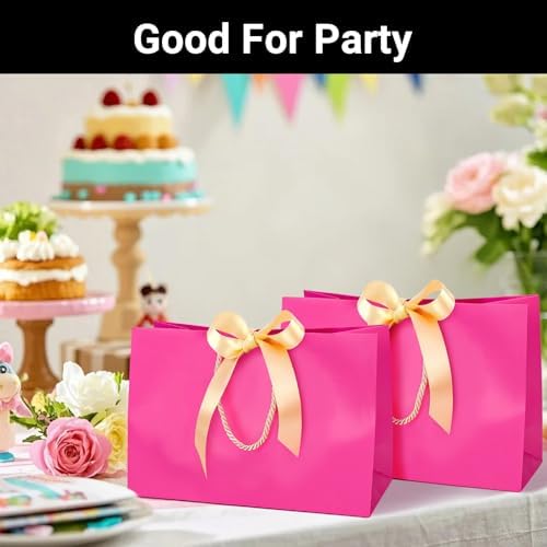EUSOAR Gift Bags with Handles, 25pcs 16"x6"x12" Hot Pink Large Paper Thank You Gift Bags with Ribbon, Gift Wrap Treat Bags for Wedding Party Favors Grocery Baby Showers Bridesmaid Birthdays - Image 6