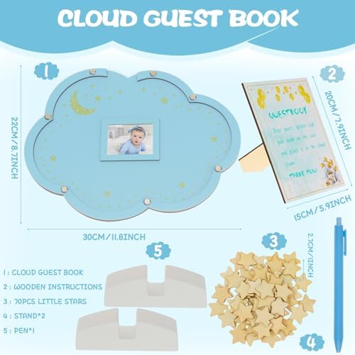 xiheer Baby Shower Guest Book Alternatives, Cloud Baby Shower Decorations - Image 2