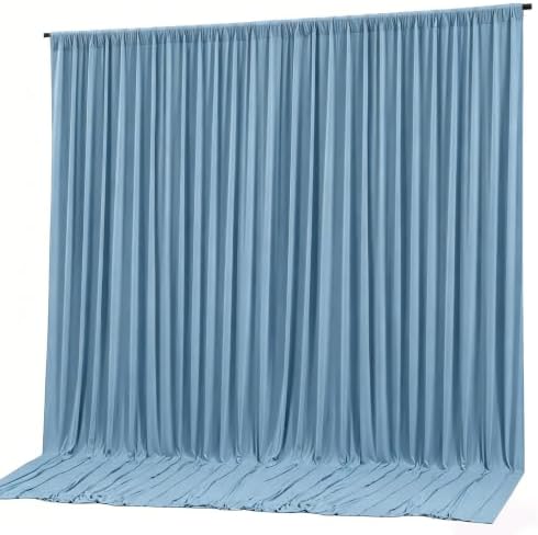 10x10ft Dusty Blue Backdrop Curtain Panels for Parties - Wrinkle Free Polyester Photo Curtain Backdrop Wedding Back Drop Fabric Drapes for Party Decorations Background for Photography by WishCare