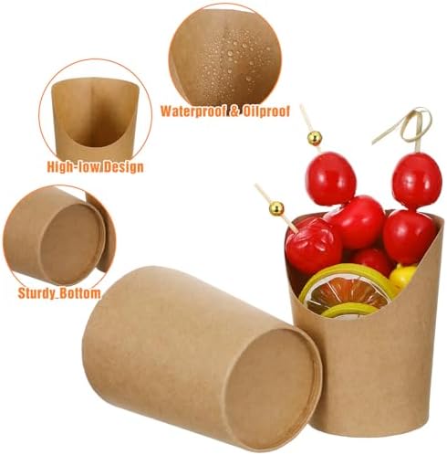 100 Sets Small Charcuterie Cups with Sticks, 8 Oz Disposable Paper French Fry Holders (100 Cups + 200 Cocktail Picks), Snack Boxes Appetizers Cup, Party Board Favor for all Occasions - Image 5