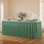 Sage Green Polyester Table Cloths for Rectangle 4 Foot Tables, 1 Pack Wrinkle Free Tablecloths Stretchy Banquet Ruffle Fitted Table Cover Desk Skirt for Parties Wedding Birthday Baby Shower by Unknown