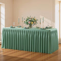 Sage Green Polyester Table Cloths for Rectangle 6 Foot Tables, 1 Pack Wrinkle Free Tablecloths Stretchy Banquet Ruffle Fitted Table Cover Desk Skirt for Parties Wedding Birthday Baby Shower by Unknown