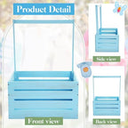 Barydat Wooden Baby Shower Crate Basket with Handle, Blue - Image 2
