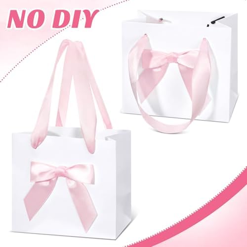 Kolldenn 50 Pcs Small Gift Favor Bags White Pink - Image 5