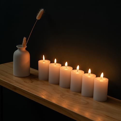 Housecret 50 Pack 2" D x 3" H White Unscented Pillar Votive Candles, Hand Poured Wax Candle (20 Hour Burn Time) Ideal Gifts for Weddings Birthdays Christmas Holidays Party - Image 3