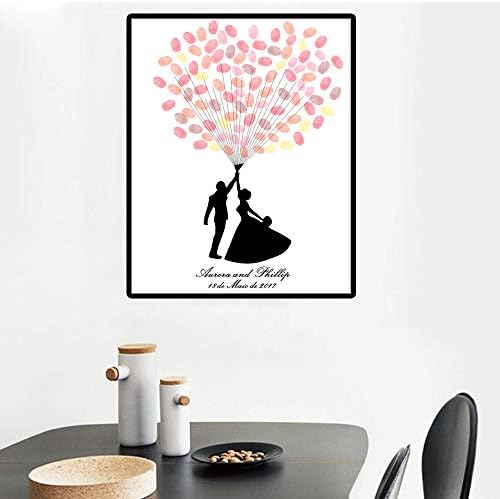 Personalize Wedding Guest Book with Ink Pads Sweet Lover with Balloons DIY Fingerprint Signature Canvas Painting for Guests Sign-in Book Unique Wedding Gift-80x120cm - Image 4